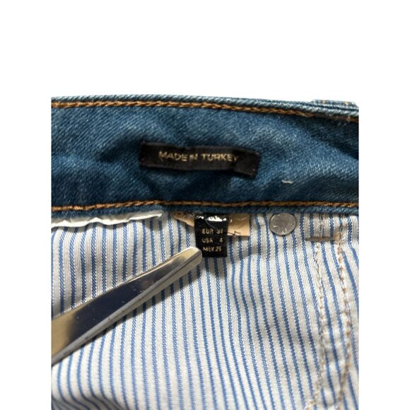 Massimo Dutti Womens Jeans Semi Flared Sz 4 Denim High Rise Medium Wash Stretch - Picture 5 of 9